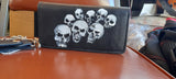 Unik Tri-fold Biker's wallet with hand painted skulls and chain