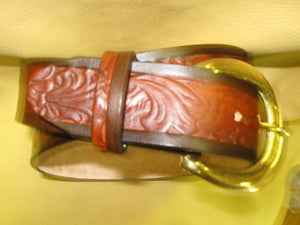 Embossed Black-Stained Edges Saddle Maker's Leather Belt - Sur Tan Mfg. Co.