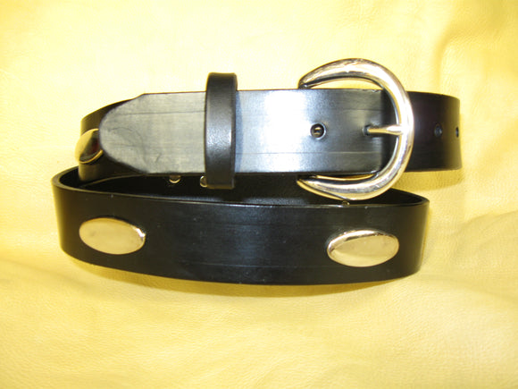 Oval Nickel Conchos Plain Design Women's Latigo Leather Belt - Sur Tan Mfg. Co.