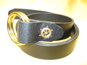 Ship's Wheel Ring Buckle Plain Design Women's Bridle Leather Belt - Sur Tan Mfg. Co.