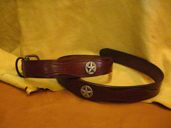 Overlay Design w/Star Conchos Harness Leather Belt - Sur Tan Mfg. Co.