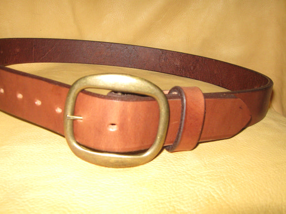 Brass Curved Center-Bar Buckle Heavy Harness Leather Belt – Sur