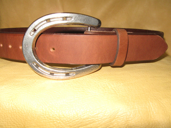 Horseshoe Buckle Plain Design Women's Harness Leather Belt - Sur Tan Mfg. Co.