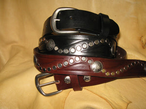 Indian Head & Buffalo Head Nickels Harness Leather Belt - Sur Tan Mfg. Co.