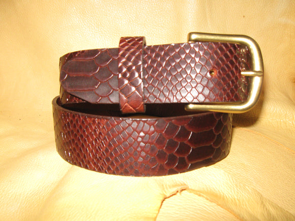 Reptile-Embossed Cowhide Leather Belt - Sur Tan Mfg. Co.
