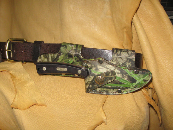 Quick Draw Patented Horizontal Left-Side Camo Knife Sheath - Sur Tan Mfg. Co.