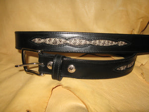 Rattlesnake Skin Harness Leather Belt - Sur Tan Mfg. Co.