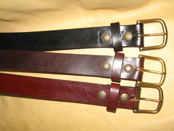 Plain Design Latigo Leather Belt w/Solid Brass Buckle - Sur Tan Mfg. Co.