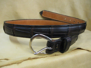 Authentic Alligator Feather-Edged Leather Belt - Sur Tan Mfg. Co.