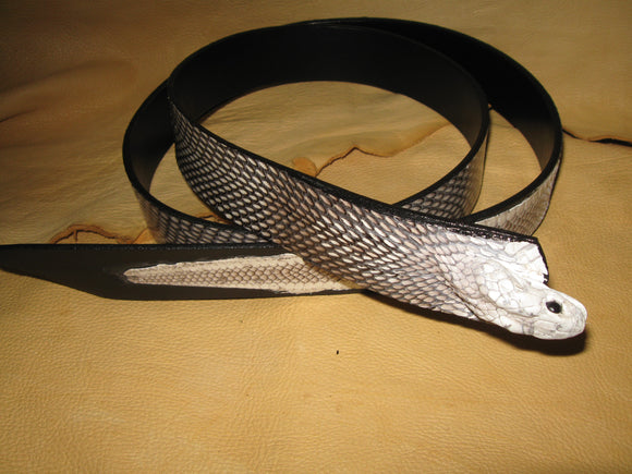 Genuine Cobra Skin w/Cobra Head Harness Leather Lined Belt - Sur Tan Mfg. Co.