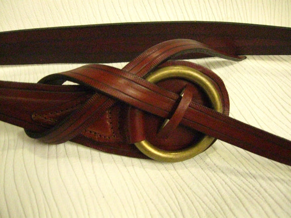 Woman's over the skirt, dress or sweeter leather belt with brass ring - Sur Tan Mfg. Co.