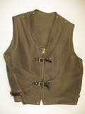 Sur Tan Original Lightweight Black Denim Biker's Vest with Leather Trim - Sur Tan Mfg. Co.